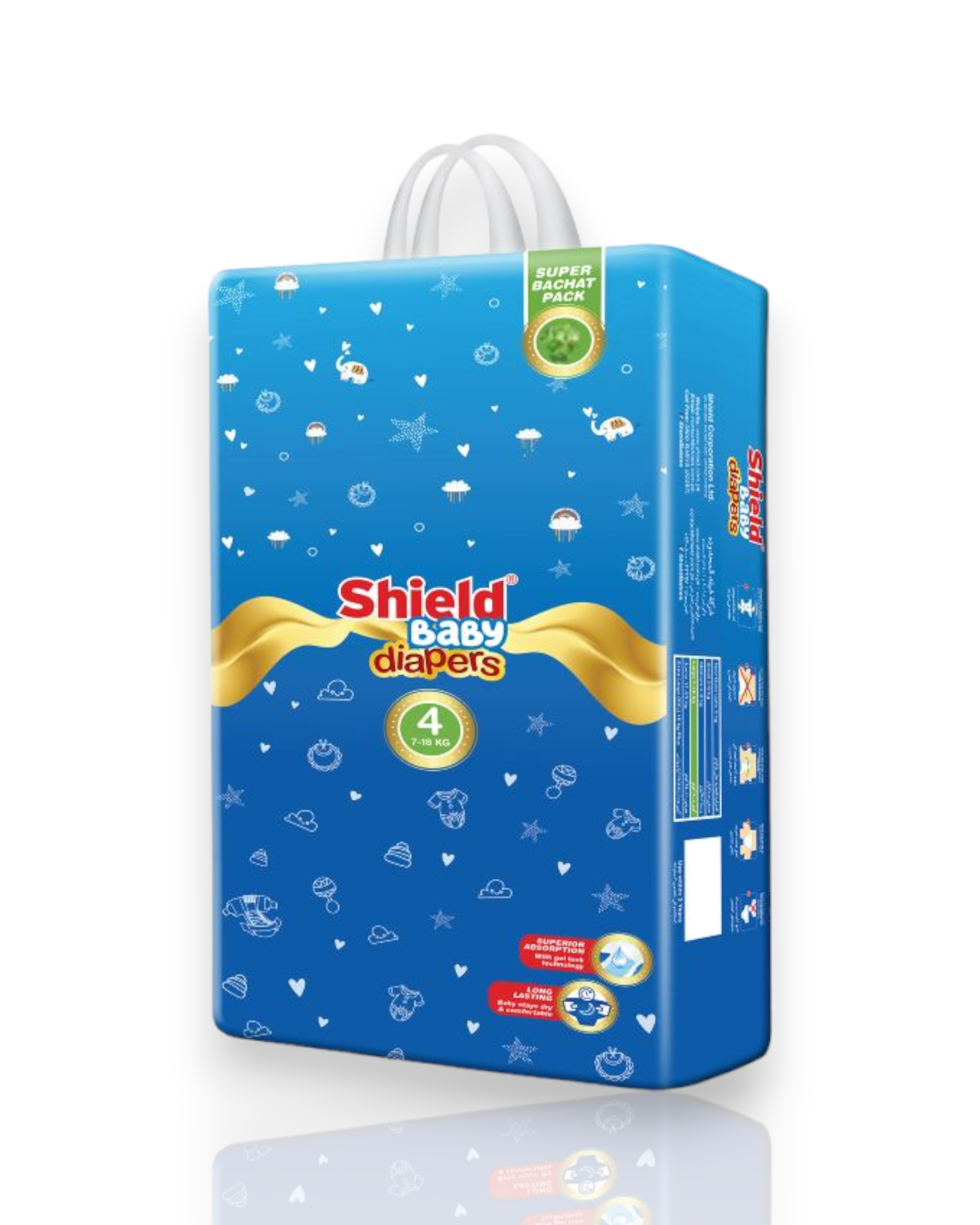 Shield Baby Diaper Super Bachat Pack Size 4 Large (7-18Kg) 54 Count