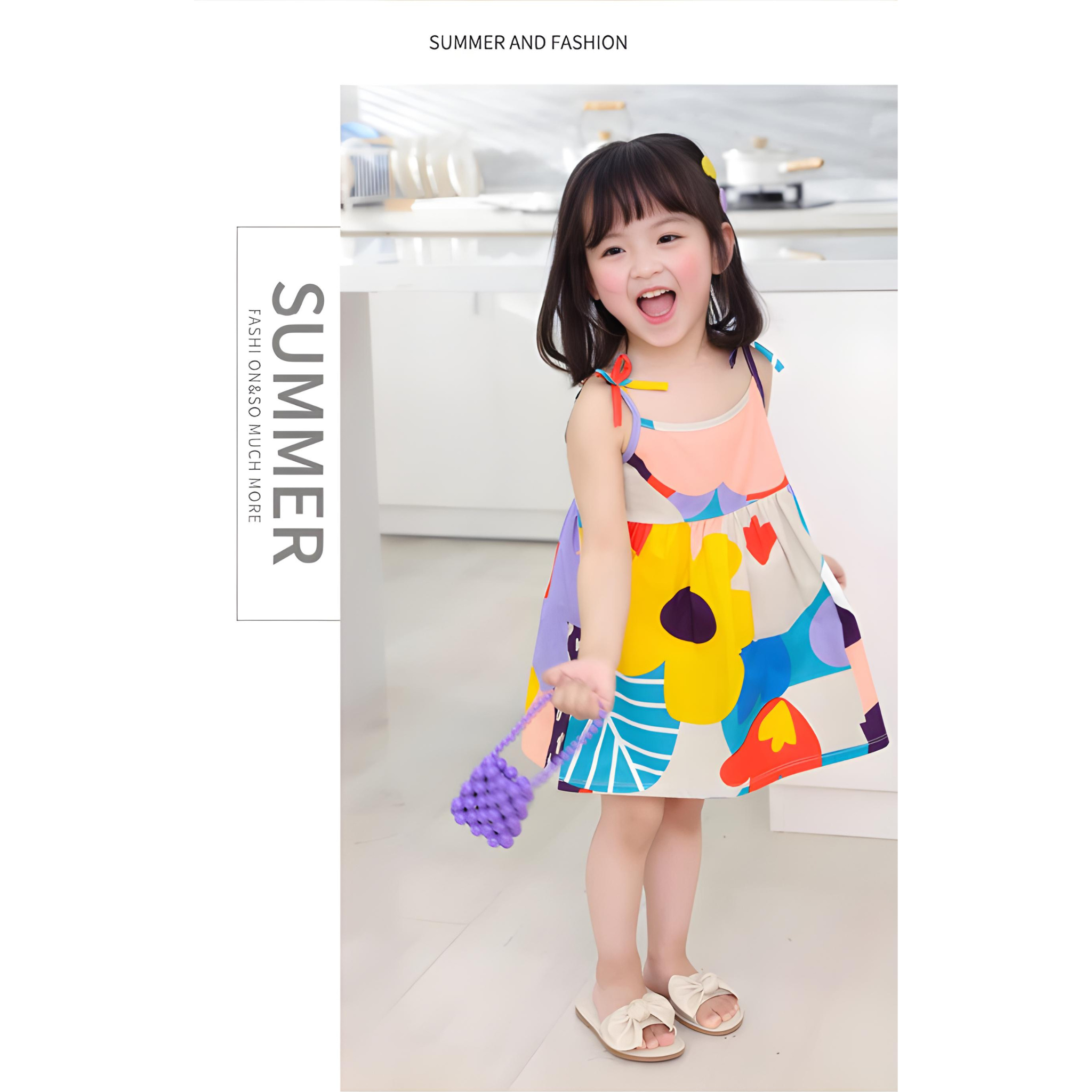 Summer Cute Girls Dress - Kids Girl Clothes Sleeveless Suspender Princess Print Cotton Casual Dresses