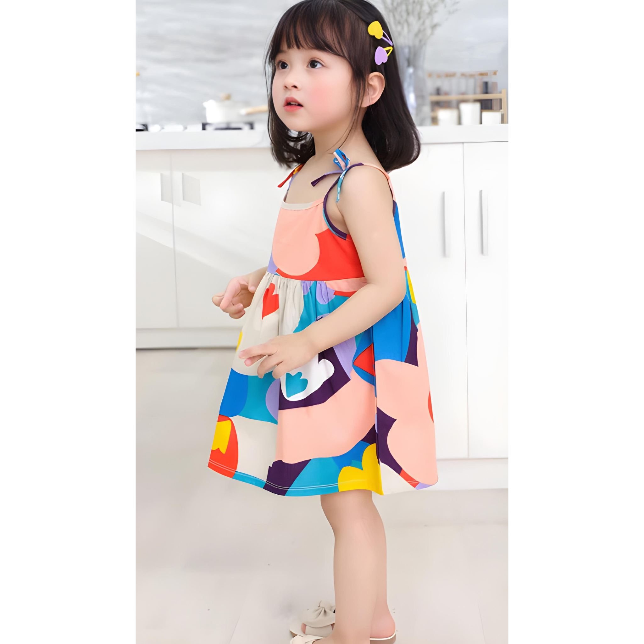 Summer Cute Girls Dress - Kids Girl Clothes Sleeveless Suspender Princess Print Cotton Casual Dresses