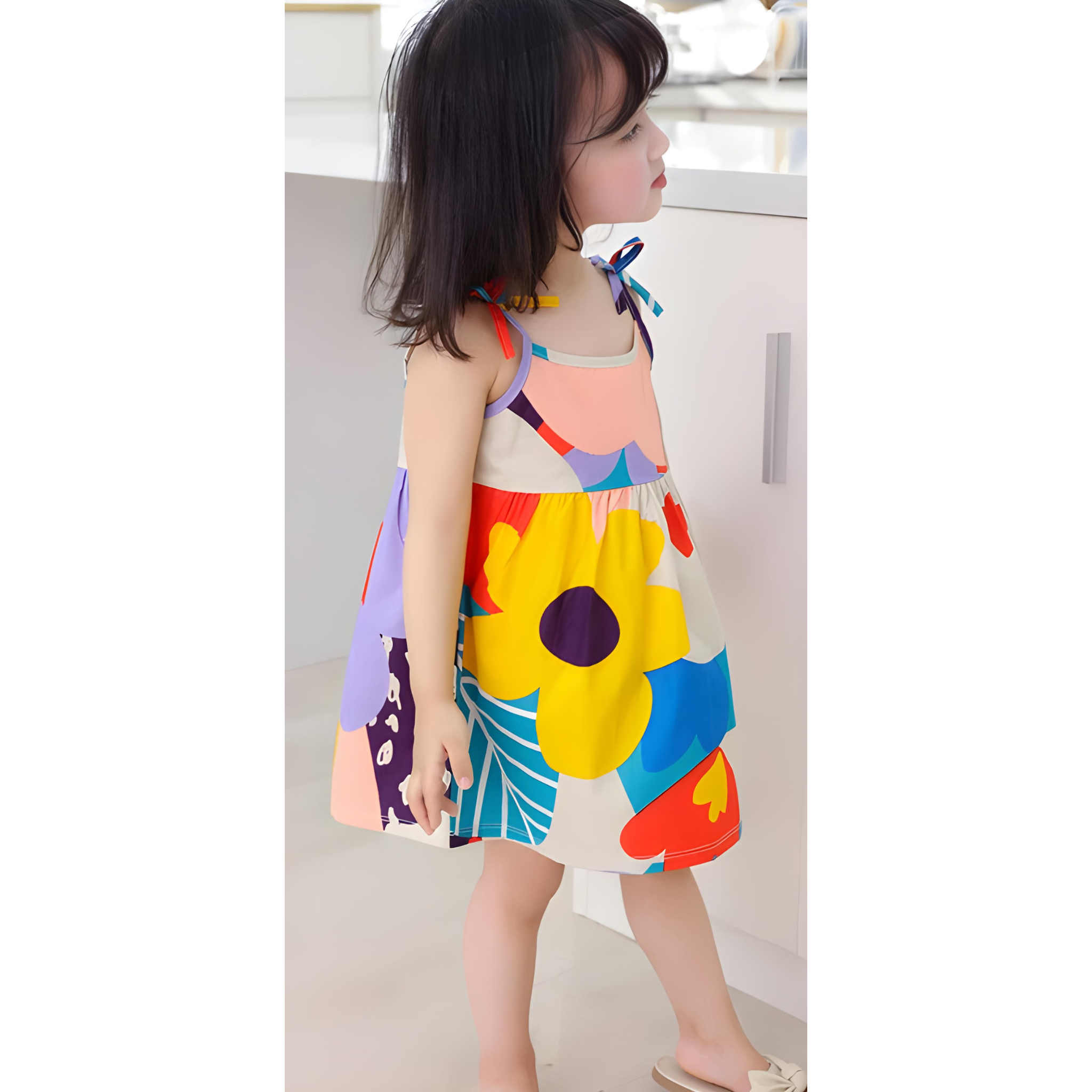 Summer Cute Girls Dress - Kids Girl Clothes Sleeveless Suspender Princess Print Cotton Casual Dresses