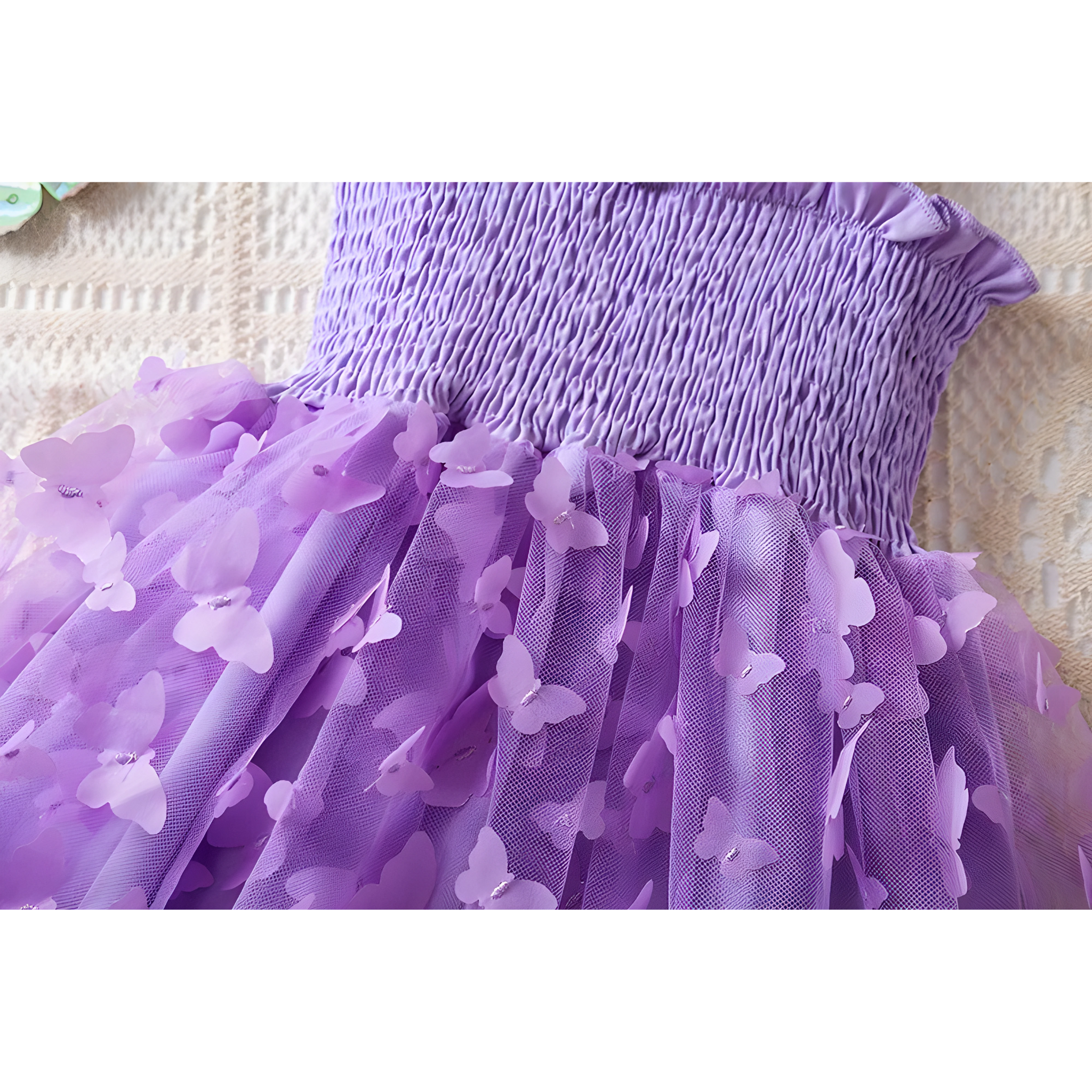 Sweet Princess Purple Dress Mesh Chiffon Cake Layers Outfit for Kids