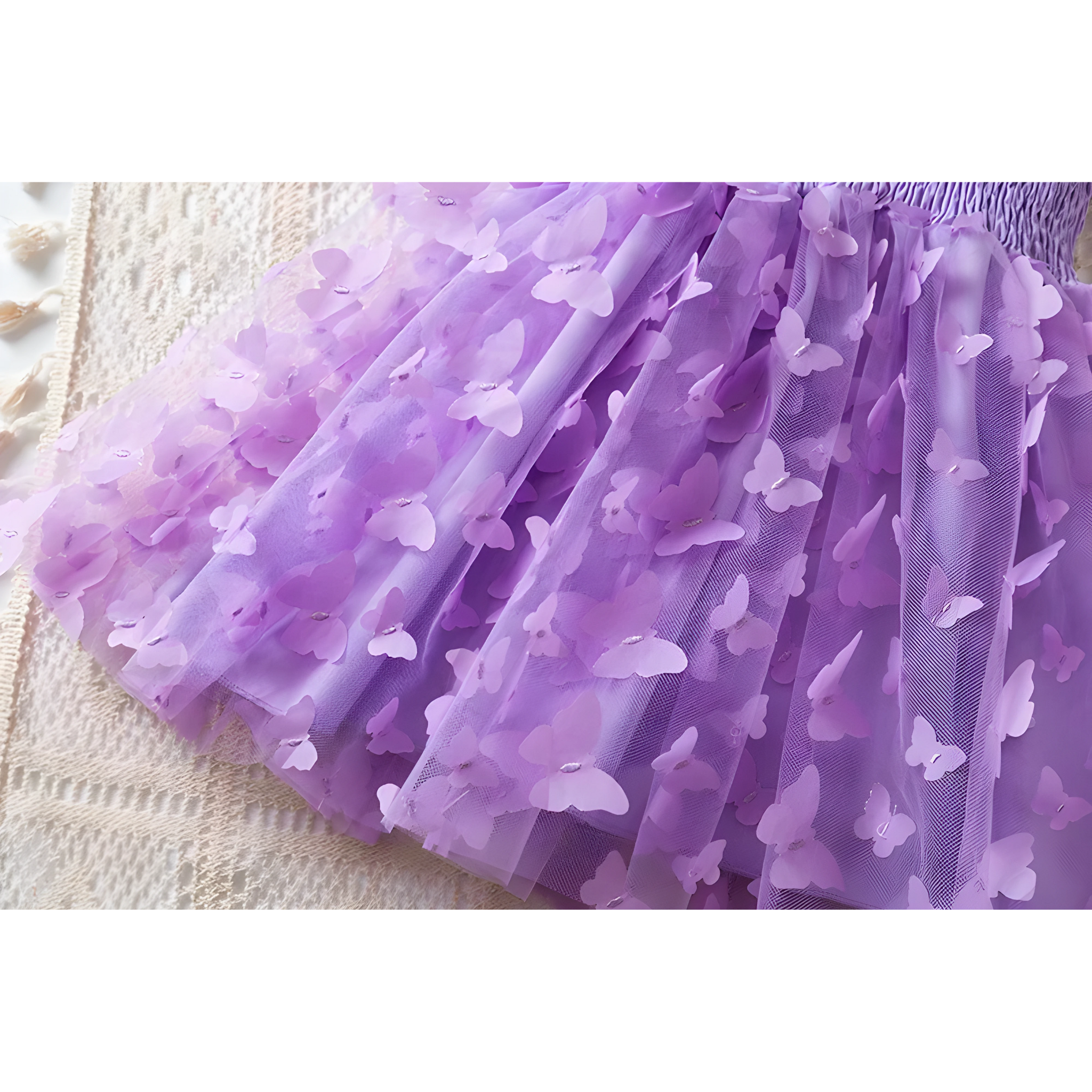 Sweet Princess Purple Dress Mesh Chiffon Cake Layers Outfit for Kids