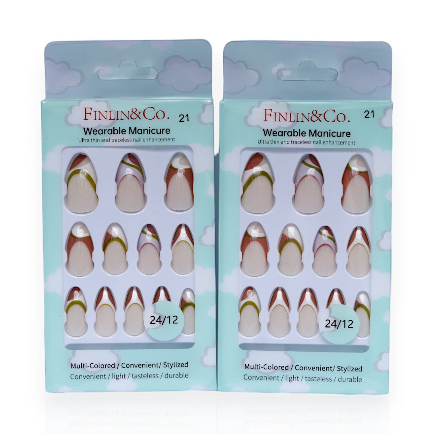 Tres Jolie Press-on Nails - Multiple Colors, Light Skin & Multi Colors for Women & Girls | Easy & Stylish Nail Solution