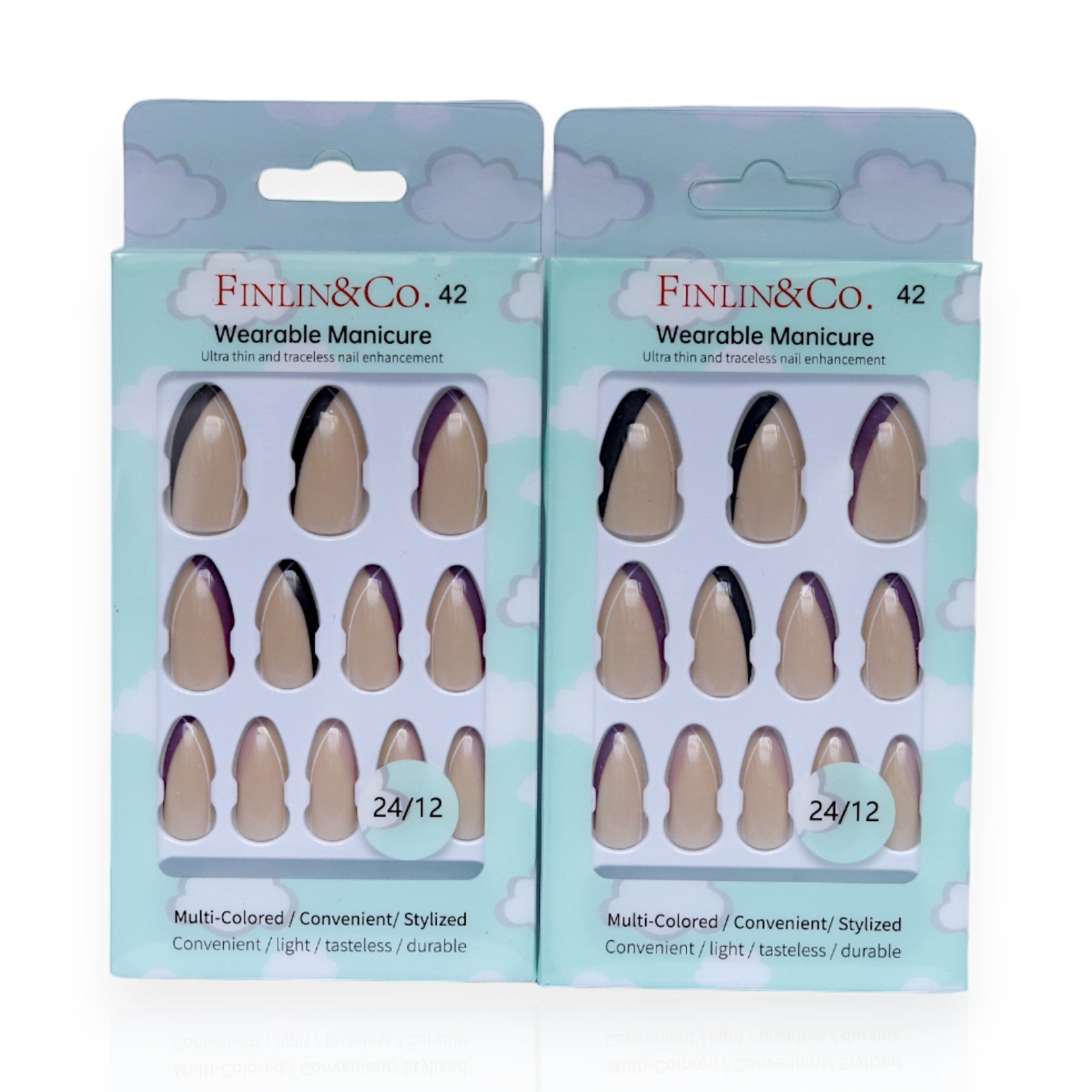 Tres Jolie Press-on Nails - Brownish Grey & Purple Color Nails for Women & Girls | Easy & Stylish Nail Solution