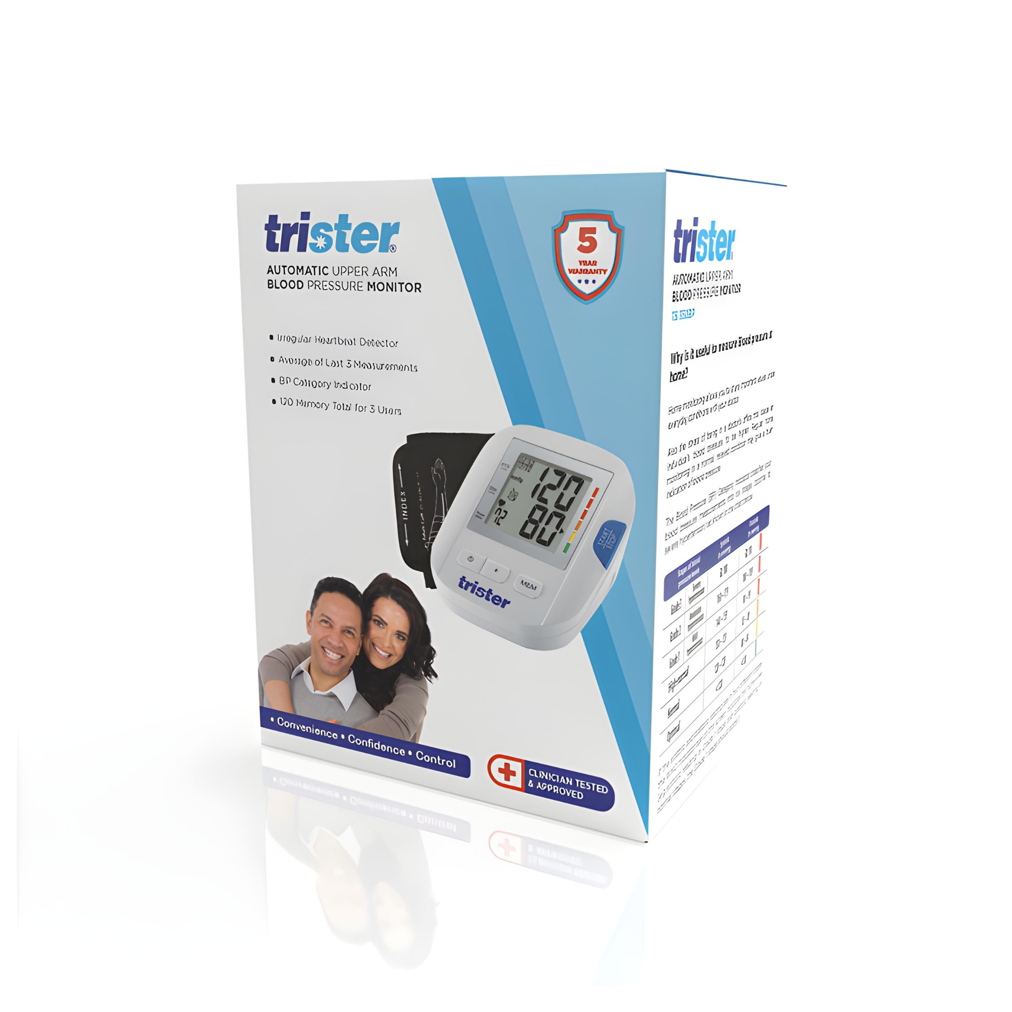 Trister Automatic Upper Arm Blood Pressure Monitor TS-350BP - Accurate and Easy-to-Use BP Monitor