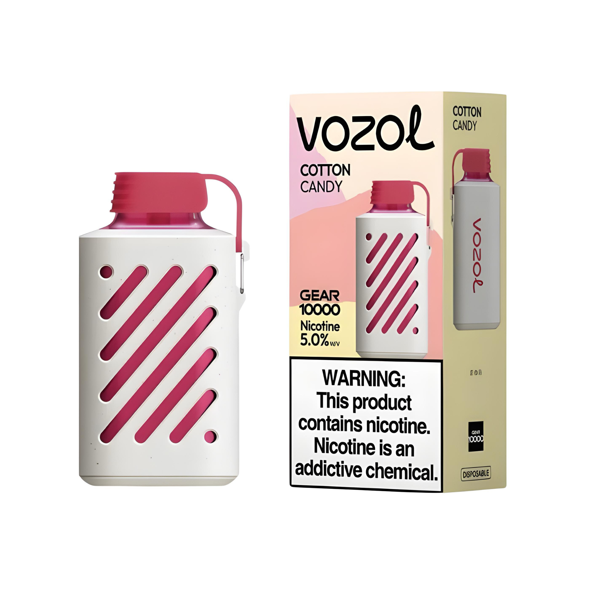 VOZOL GEAR 10000 DISPOSABLE VAPE - 10000 PUFFS Nicotine - 5%  Long-Lasting and Flavorful Vape - COTTON CANDY