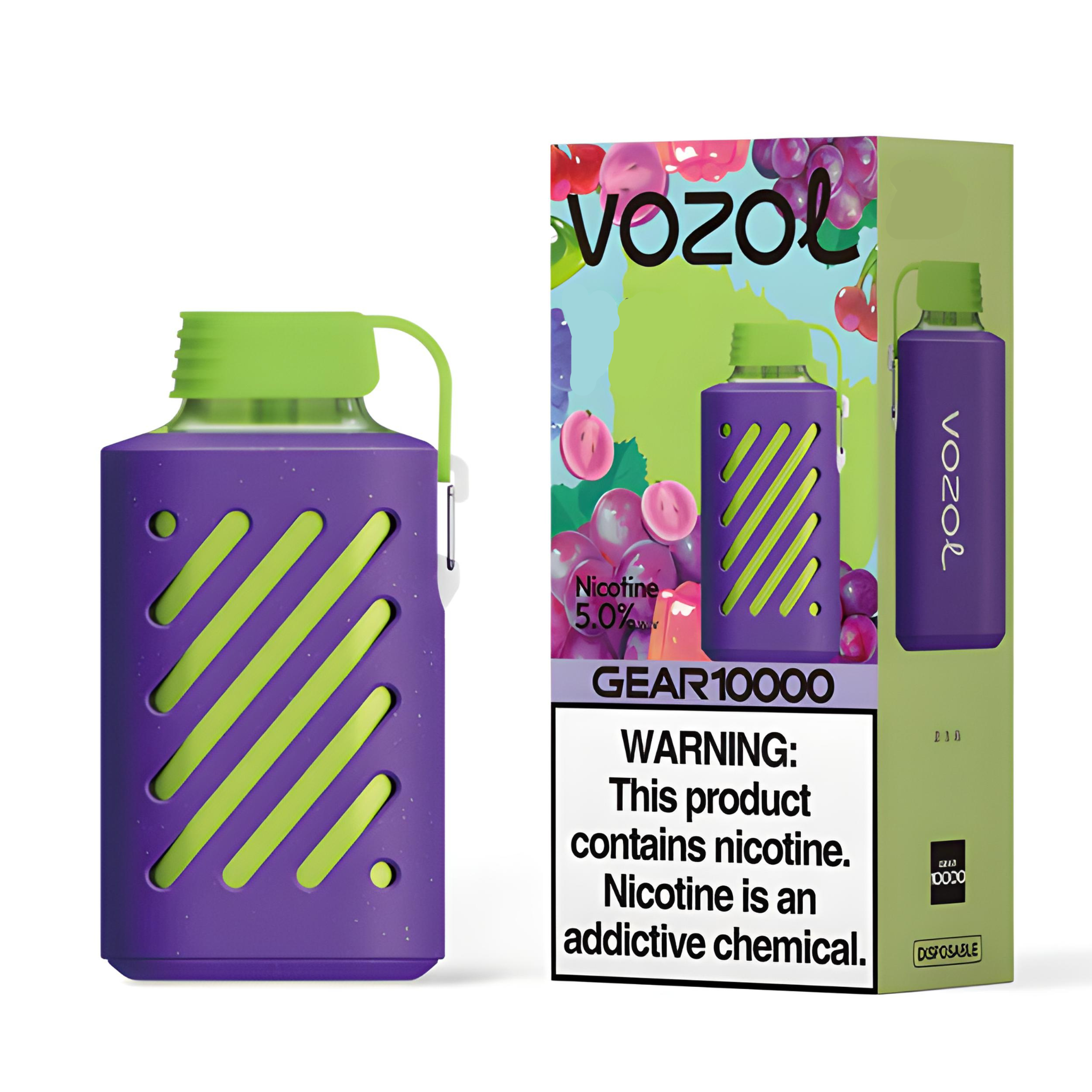 VOZOL GEAR 10000 DISPOSABLE VAPE - 10000 PUFFS Nicotine - 5%  Long-Lasting and Flavorful Vape - GRAPE ICE