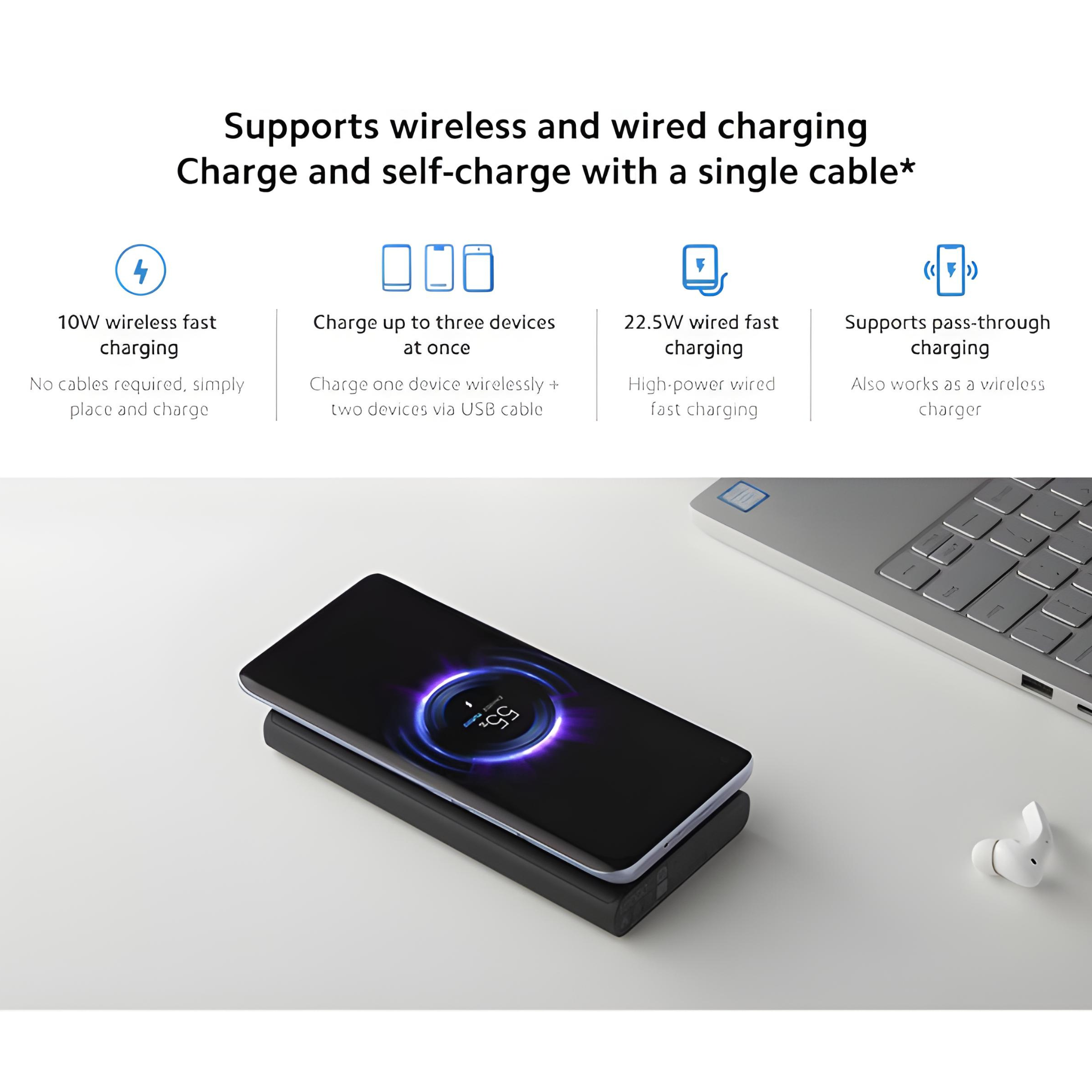 Xiaomi 10W Wireless Power Bank 10000 - High-Capacity Portable Charger for On-The-Go Power